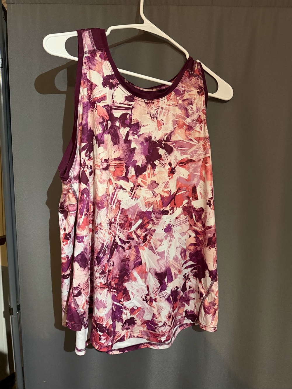 Floral Print Sleeveless Tank Top - Pink & Purple